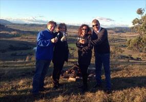Chris Jenny Jane and Steve enjoying the fire and the beautiful view at the lookout @ Vinery Stud