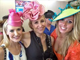 Clare, Jane and Brittney Enjoying the Emirates hospitality on Crown Oaks Day