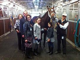 David Healey and family at the stables celebrating Stratford's third win in a row