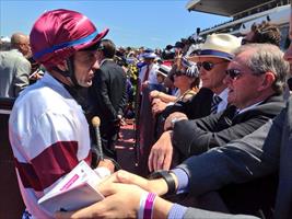 Dwayne Dunn talking to the Powerhouse Trainers about Not Listenin'tome 2nd in the Coolmore Stud Stakes