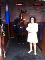 Jane Barham with her filly Jolie Bay at Randwick after her G2 win