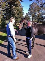 John at Oakridge farm talking to Tony Hall about the progress of Maluckyday (pictured).