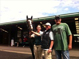 Karaka Sales 2012 ... John with Greg Ingham and his new filly Lot 147 Zabeel x Danelish