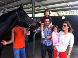 Michael Dascarolis and his family at Warwick Farm trials with their horse Cleansing Ale...