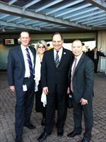 Michael at Rosehill races with Gail and Michael Crismale (ATC Vice Chairman) and Chris So (HK Assistant Trainer).