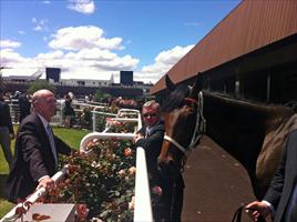 Phil Duggan with John and Niwot after his dominating win at Flemington