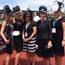 Clare, Jane, Jane B, Jenny and Julie in the mounting yard before Jolie Bays race