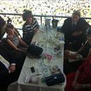 Derby Day at Flemington in the Peak restaurant ( L to R ) Tony Amadei, Clare Hawkes, Jane Barham, Chris Barham, Jane Hawkes and Jenny Hawkes