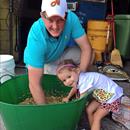 Jessica Taylor helping Michael mix the feeds on the Gold Coast