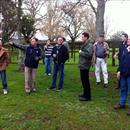 John Thompson of Rich Hill Stud explaining the history of the farm to the group