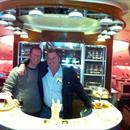 Michael Hawkes with David Healey in the bar on the Emirates Airlines A380 Michael Hawkes with David Healey in the bar on the Emirates Airlines A380