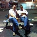 Stuart Farrow and Steve Allam enjoying the sights of Cavill Ave, Surfers Stuart Farrow and Steve Allam enjoying the sights of Cavill Ave, Surfers