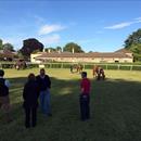 William Haggas looks @ some of his horses @ his yard that have just worked @Newmarket